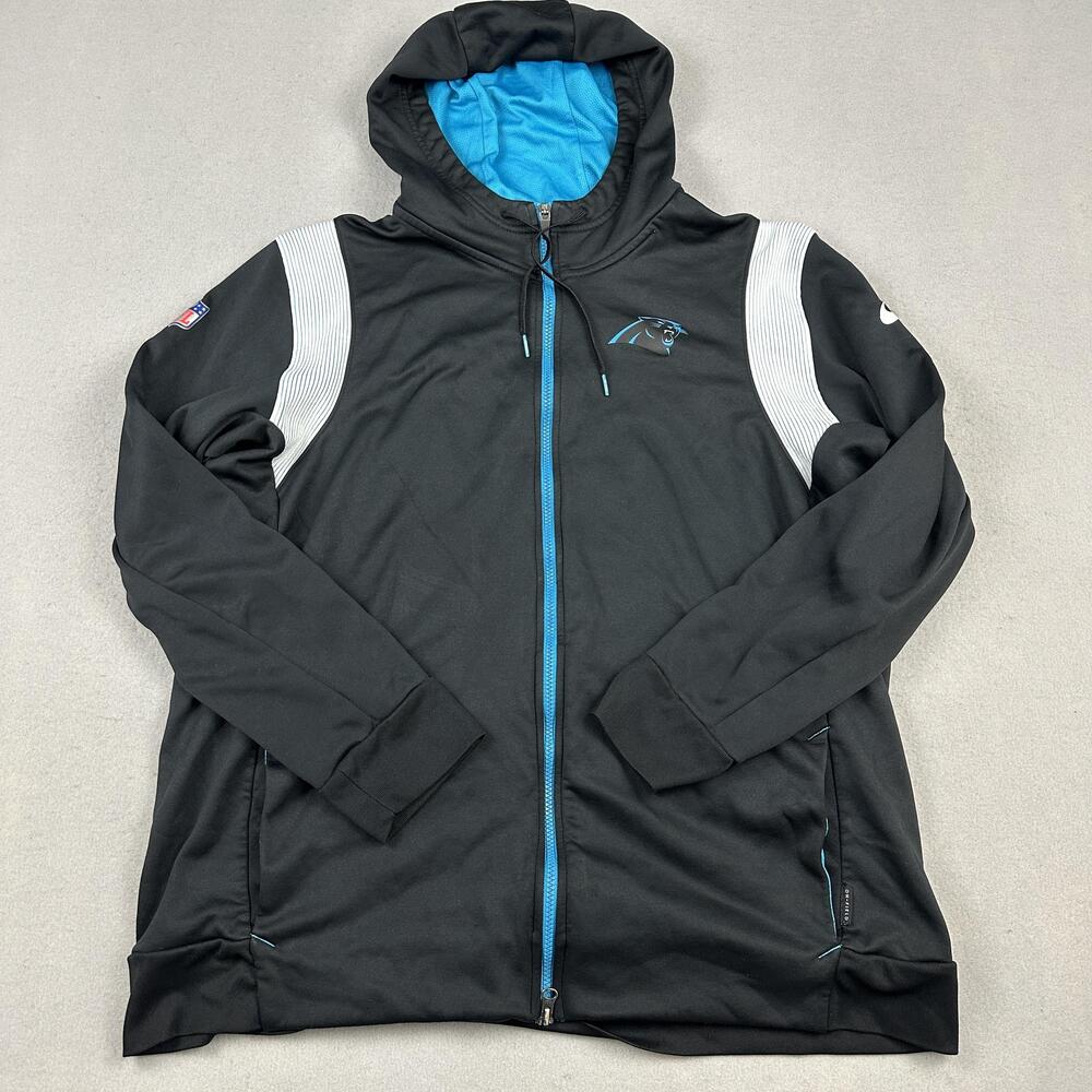 Carolina Panthers Jacket Men 2XL Black Nike NFL Football Nike Therma Fit Hoodie